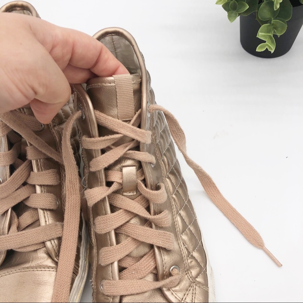 GEOX New Club Quilted High Top Sneakers Rose Gold - Picture 9 of 14